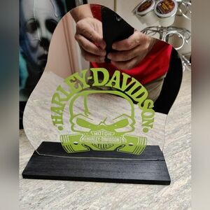 Harley Davidson skull mirror